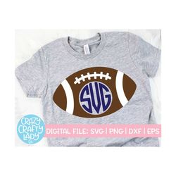 Football Monogram Frame SVG, Sports Cut File, Toddler Girl Design, Kids' Shirt SVG, Mom, Game Day, Tailgate, dxf eps png