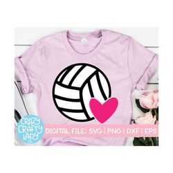 Heart Volleyball SVG, Sports Cut File, Toddler Girl Design, Kids' Shirt SVG, Coach, Mom, Game Day, Tournament, dxf eps p