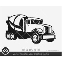 concrete truck SVG Silhouette - construction svg, cement mixer truck svg, dxf, png, clipart, cut file