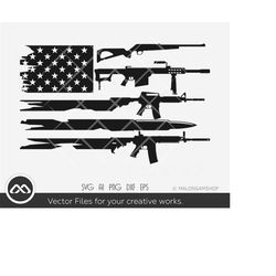 Guns SVG US flag Gun - gun svg, military svg, top gun svg, handgun svg, png, cut file, silhouette, dxf