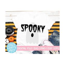 Spooky SVG, Halloween Cut File, Ghost SVG, Fall Design, Cute Kid svg, Baby Saying, Trick or Treat Quote, dxf eps png, Si