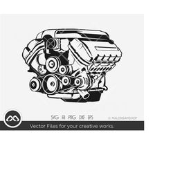 Truck Engine SVG Illustration - Car engine svg, engine png, car engine clipart, png, cut file, sublimation prints, digit