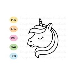 Unicorn outline SVG Magical unicorn cutting file Kawaii cute unicorn vector cut file EPS DXF Silhouette Cameo Curio Cric