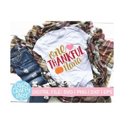 One Thankful Nana SVG, Fall Cut File, Thanksgiving Design, Grandma Shirt SVG, Cute Saying, Pumpkin Quote, dxf eps png, S