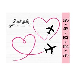 Airplane Route SVG Plane heart path cut file Travelling love Wanderlust Vacation Girls Trip Shirt Bachelorette Honeymoon