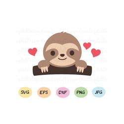Baby sloth SVG Cute sloth face layered cutting file Funny Slothlife cuttable vector Love Valentine cut file Silhouette C