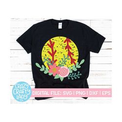 Grunge Floral Softball SVG, Flower Cut File, Distressed Womens Shirt Design, Toddler Girl, Sports Mom Clip Art dxf eps p