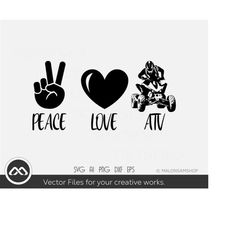 ATV SVG Peace Love ATV - atv svg, quad svg, 4 wheeler svg, dxf, png