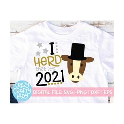 i herd that it's 2021 svg, new year's cow cut file, funny design, cute kid, winter baby design, boy, girl, dxf eps png,