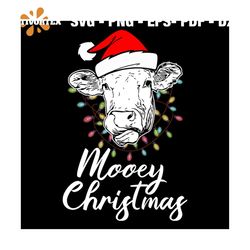 Mooey Christmas Funny Heifer Cow Wearing Santa Hat svg, Christmas Svg, Cow Svg, Santa Hat Svg, Christmas Gift Svg, Merry