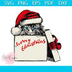 Christmas Kitten Santa Stocking Hat svg, Christmas Svg, Christmas Cat Svg, Cat Wearing Santa Hat Svg, Christmas Gift Svg