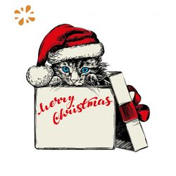 Christmas Kitten Santa Stocking Hat svg, Christmas Svg, Christmas Cat Svg, Cat Wearing Santa Hat Svg, Christmas Gift Svg