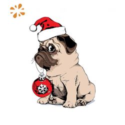 Adorable Beige Puppy Pug Santas Cap Svg, Christmas Svg, Christmas Dog Svg, Pug Dog Svg,Christmas Gift Svg, Merry Christm