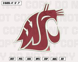 washington state cougars embroidery designs, ncaa logo embroidery files, machine embroidery pattern