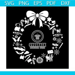 Supernatural Christmas Wreath Pattern svg, Christmas Svg, Christmas Wreath Svg, Christmas Gift Svg, Merry Christmas Svg,