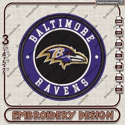 NFL Baltimore Ravens logo embroidery design, NFL Machine Embroidery, Baltimore Ravens Embroidery Files, NFL Embroidery