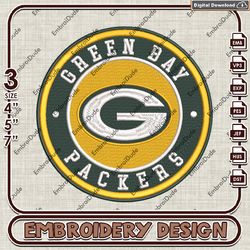 NFL Green Bay Packers logo embroidery design, NFL Machine Embroidery, Embroidery Files, NFL Packers Embroidery
