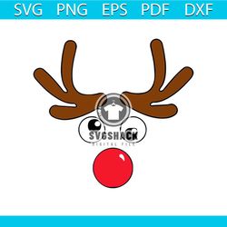 A Red Nose Reindeer Face svg, Christmas Svg, Christmas Gift Svg, Merry Christmas Svg, Christmas Day Svg, Reindeer Svg, C
