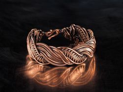 Unique wire wrapped copper bracelet for woman Antique style artisan copper jewelry 7th 22nd Anniversary gift Small size