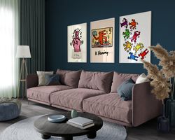 Keith Haring Set of 3 Posters, Decor Gift, Printable, Keith Haring Poster Set, Printable Wall Art, Haring Galley Wall Se