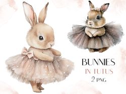 Cute bunnies in tutus, Bunnies clipart, Nursery decor, Nursery PNG, Instant download, PNG