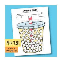 Saving goal tracker Printable Bullet Journal Planner inserts Kids saving coloring page Financial planner Kids saving Mon