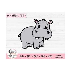 Hippo SVG Cute funny hippopotamus layered cut file for Cricut Silhouette Jungle Safari Zoo Animal clipart PNG Baby Kids