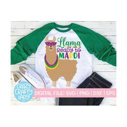 Llama Ready to Mardi SVG, Mardi Gras Cut File, Toddler Design, Cute Kid, Women's Quote, Funny Girl Saying, dxf eps png,