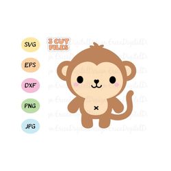 Monkey SVG Baby monkey layered cutting file Cute monkeys cut Nursery Babyshower cuttable Animal vector Silhouette Cricut