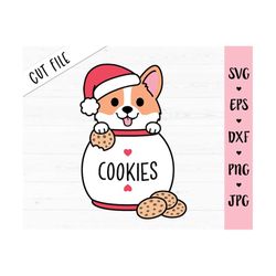 Christmas Corgi SVG Corgi in Cookie jar cut file Funny Corgi dog Cute puppy Kid Boy Girl Holiday shirt bodysuit Silhouet