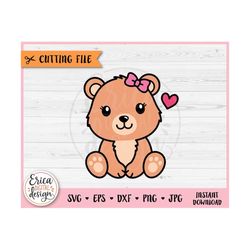 baby bear girl layered svg cut file for cricut silhouette cute teddy bear clipart png woodland animal girl shirt baby sh