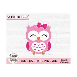 Cute Owl Girl SVG Baby Owl Bow cut file Sweet Little Owl Baby Shower Girl Shirt Bodysuit Kawaii Animal Kids Birthday Sil
