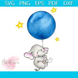 Baby elephant hanging on blue balloon svg, Trending Svg, Animal Svg, Elephant Svg, Balloon Svg, Blue Balloon Svg, Cute E