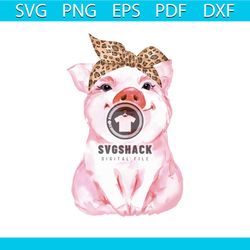 Funny pig wearing leopard bandana svg, Trending Svg, Pet Svg, Animal Svg, Cute Pig Svg, Funny Pig Svg, Leopard Bandana S
