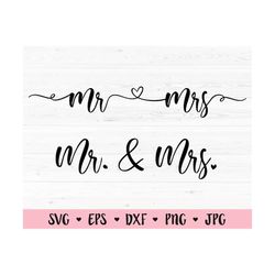 Mr Mrs SVG Mr & Mrs cut file Wifey Hubby Wife Husband Wedding sign Bride Groom gift Valentine Love Silhouette Cameo Cric