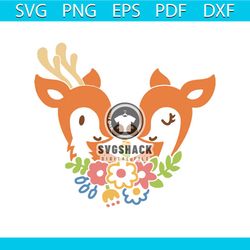 Deer and Reindeer in Love Svg, Trending Svg, Reindeer Svg, Flower Svg, Cute Svg, Deer Svg, Cute Animal Svg, Reindeer Lov