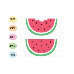 Watermelon SVG cut file Kawaii fruit vector Bitten Watermelon Summer cutting file EPS DXF Silhouette Cameo Curio Cricut