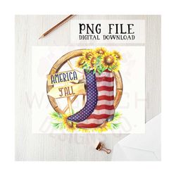 America Y'all PNG file for sublimation printing, sublimation design, 4th of July PNG, country, barn, clipart, 4th of Jul