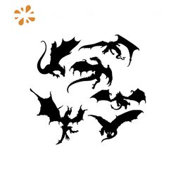 Stylized Image Dragons Black White Bundle Svg