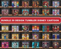 Bundle 59 Design Tumbler Disney Cartoon, 20oz Skinny Tumbler Designs 60