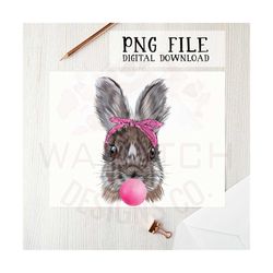 Bunny with bubble gum png, Sublimation design, Easter PNG, PNG files, Easter clipart, Easter t-shirts, t-shirt designs,