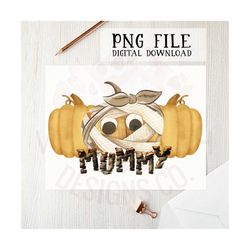 Mummy pumpkin PNG file for sublimation printing, DTG printing, Halloween PNG, digital download, Halloween clipart, subli
