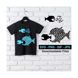 Fish Eating Fish Cuttable - Cricut - Silhouette - Cameo - Cut Files - Digital Clipart - Instant Download Image Files - S