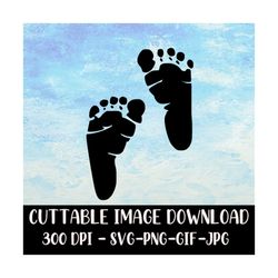 Baby Footprints, Expecting Mother - Pregnant - Cricut - Silhouette - Clipart - Instant Download Image Files - SVG - PNG
