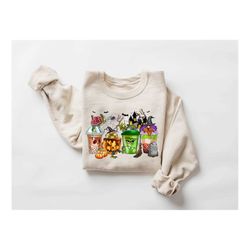 Skeleton Coffee Cups Sweatshirt, Coffee Cups Sweatshirt, Gnomes Coffee Cup Sweatshirt, Gnomes Halloween Sweatshirt, Coff