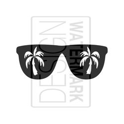 Palm Tree Beach Sunglasses Clip Art - Cricut - Silhouette - Vector Cut File - Download Image Files - SVG - PNG - JPG - G