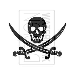Pirate Skull and Swords - Cricut - Silhouette - Cameo - Cut Files - Digital Clipart - Instant Download Image Files - SVG