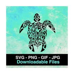 Tribal Hawaiian Sea Turtle - Cuttable Image - Cricut - Silhouette - Download Image Files - SVG - PNG - JPG - Gif