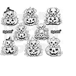 8 Puppy SVG PNG Bundle, Halloween Puppy svg, Halloween Dog svg, Halloween Pet svg, Halloween gift idea, Halloween design