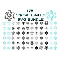 175 Snowflakes SVG Bundle, CHRISTMAS svg, Christmas Snowflake svg, Digital file, Snowflake Cut Files for Cricut and Silh